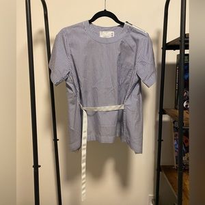 SACAI cotton top with zipper and buckle detail